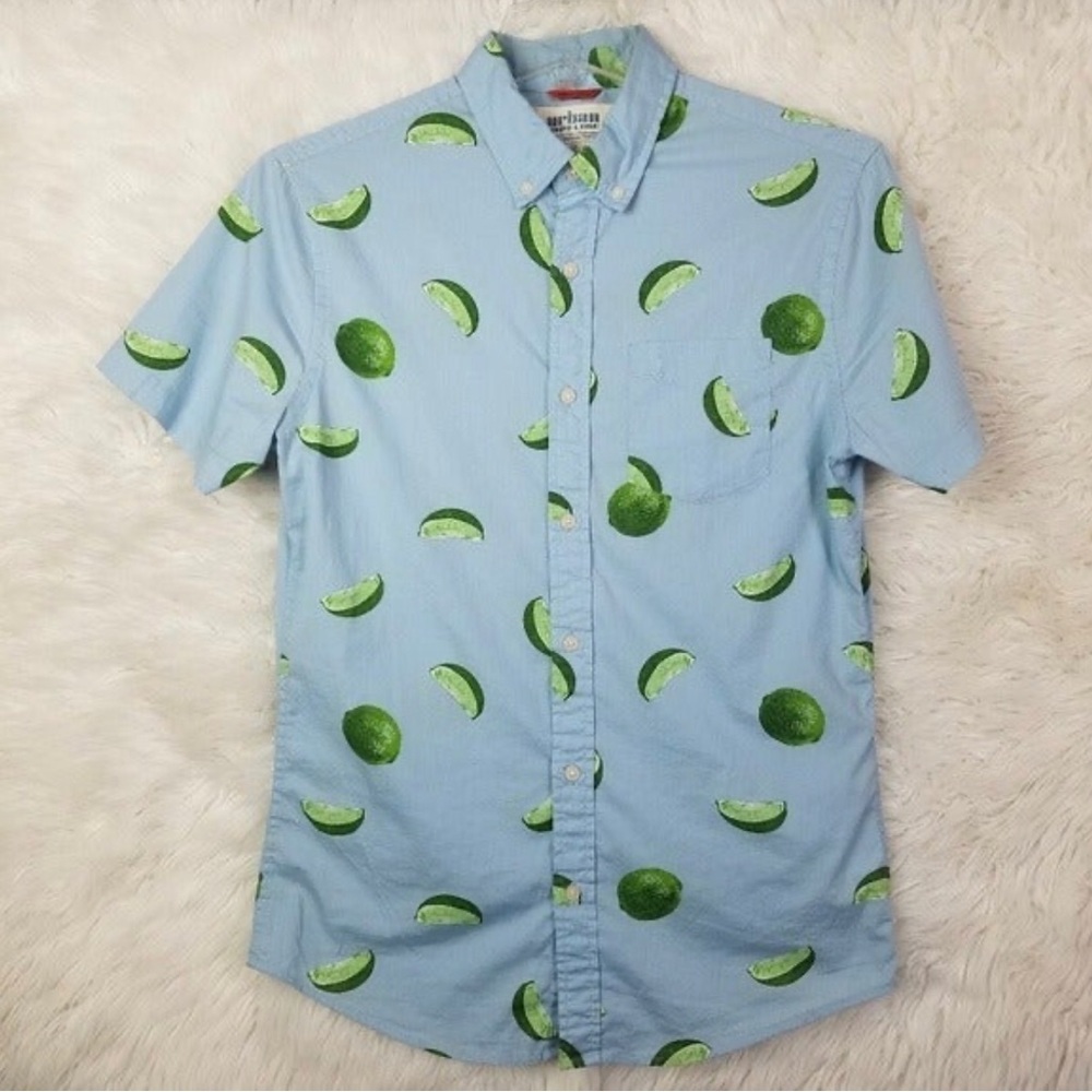 Urban Pipeline Short Sleeve Lime Button Down Polo Shirt Small Mens